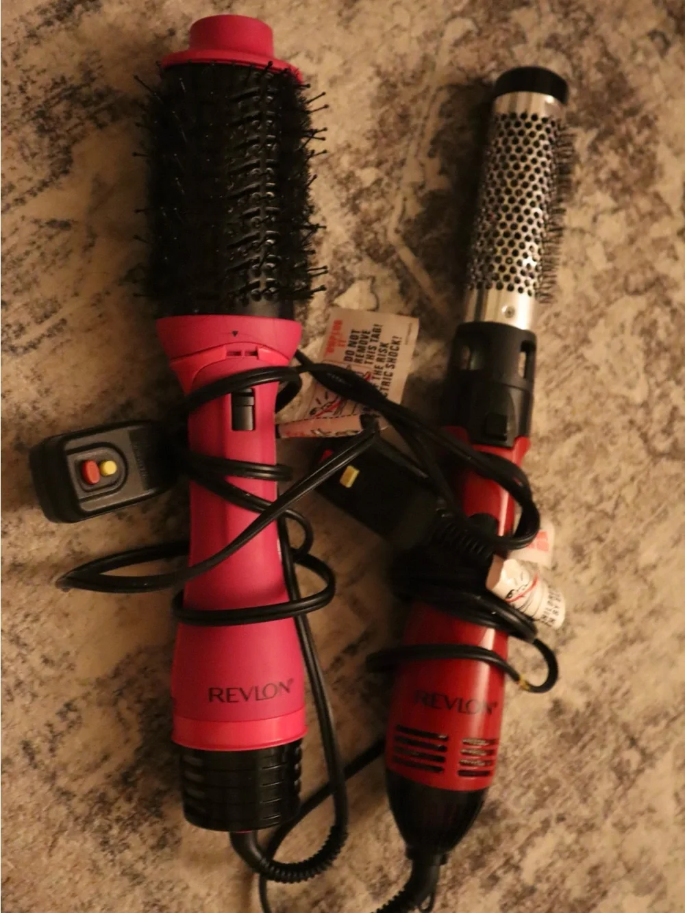 Revlon Pink and Red Dual Heated Styling Brushes